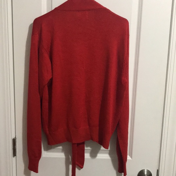 FIA Italia Handlloomed size XL red cardigan sweater with tie - Picture 4 of 4